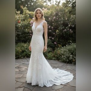 Wedding bridal mermaid style lace gown (size 14 street)